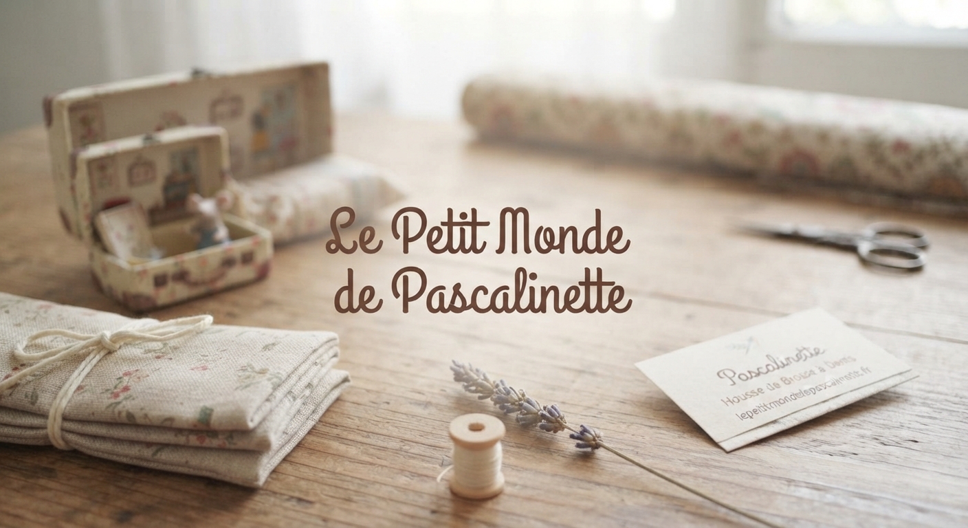 L’atelier délicat du Petit Monde de Pascalinette, avec tissus, fil et miniatures